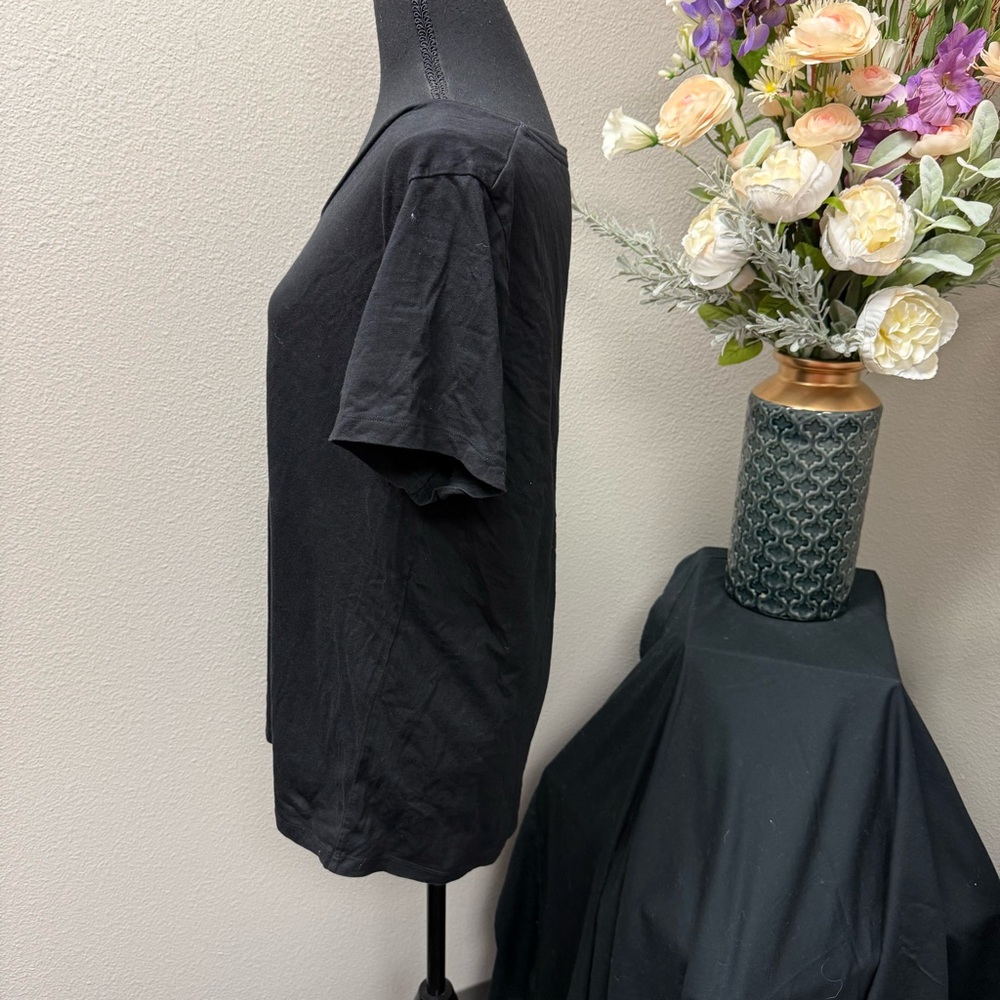 HUE SleepWell Black V-Neck Short Sleeve Tee Shirt Top XL Modal Blend - Picture 2 of 6